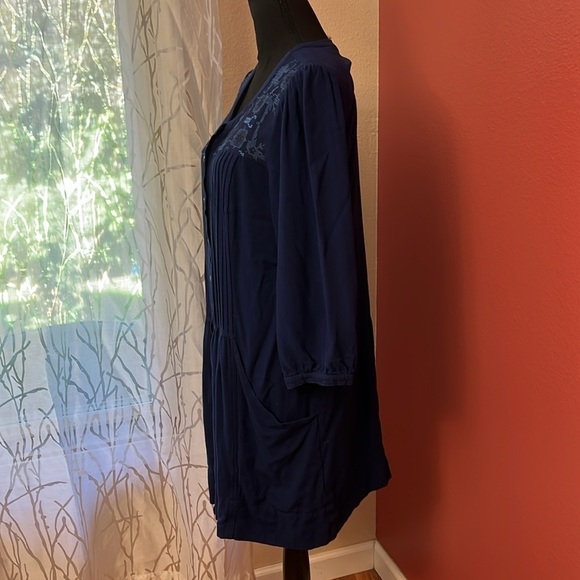 Anthropologie Drop Waist Pheasant Embroidered Dress Size 14 - Picture 5 of 8